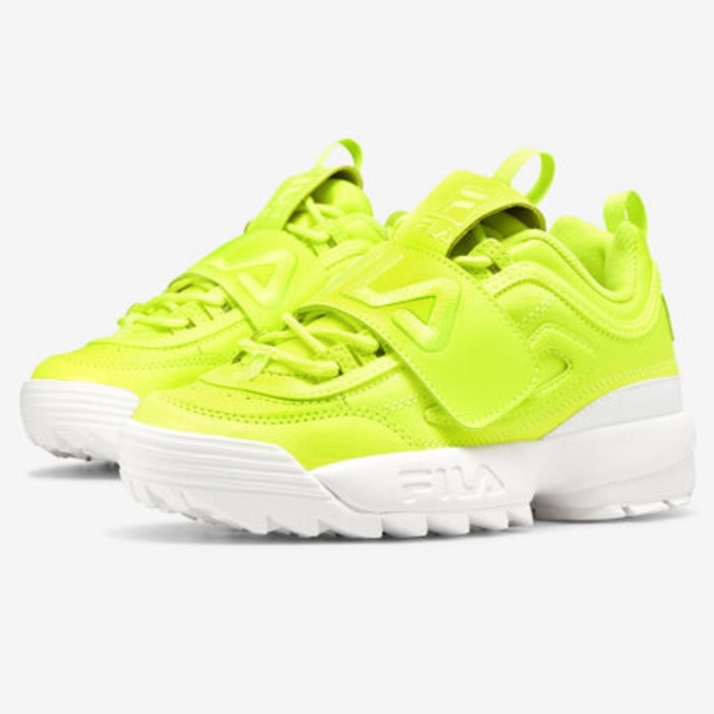 Fila Disruptor 2 Appliqué Neon Yellow Size 7 NEW